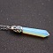 Opalite Faceted Bullet Point Pendant Necklaces, Bullet Head, Alloy Cable Chain Necklaces, Platinum, 15.75 inch(40cm)