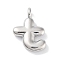 Rack Plating Brass Balloon Letter Pendants, Cadmium Free & Lead Free, Long-Lasting Plated, Platinum, Letter T, 17.5x12x4.5mm, hole: 2.5mm