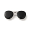 Alloy Slide Charms, with Enamel, Glasses, Platinum, 18.5x44x7.5mm, Hole: 38x3mm