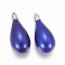 CCB Plastic Big Pendants, with Enamel, Teardrop, Blue, Platinum, 55x23.5x23.5mm, Hole: 1.8mm