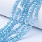 Electroplate Glass Beads Strands, Imitation Jade Beads, Pearl Luster Plated, Faceted, Rondelle, Light Sky Blue, 8x5mm, Hole: 0.5mm, about 63~65pcs/strand, 39~40cm