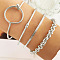 4Pcs 4 Styles Alloy Bangles, Stackable Bangle Set for Women, Platinum, Diameter: 67~71mm