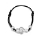 Alloy with Rhinestone Musical Note Link Bracelet, Braided Cords Adjustable Bracelet, Platinum, 7-1/8 inch(18cm)