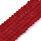 Transparent Glass Beads Strands, Faceted, Frosted, Rondelle, Crimson, 2.9~3.3mm, Hole: 1mm, about 144~150pcs/strand, 35~37cm