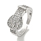 Brass Micro Pave Cubic Zirconia Cuff Ring, Belt Buckle Open Ring for Women, Cadmium Free & Lead Free, Long-Lasting Plated, Platinum, Adjustable