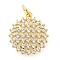 Rack Plating Brass Micro Pave Cubic Zirconia Pendants, Long-Lasting Plated, Lead Free & Cadmium Free, Round, Real 18K Gold Plated, 16.5x14.5x2mm, Hole: 3mm