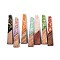 Opaque Resin and Walnut Wood Pendants, Trapezoid Charms, with Glitter Powder & Gold Foil, Mixed Color, 44.5x8x3~3.5mm, Hole: 2mm