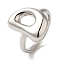 Initials Brass Open Cuff Ring for Women, Cadmium Free & Nickel Free & Lead Free, Letter D, 16.5x12.5mm, Adjustable
