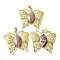Natural Rhodonite Pendants, Brass Butterfly Charms, Golden, Rack Plating, Cadmium Free & Lead Free, 41.5x45x8mm, Hole: 8x4.5mm