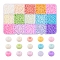 5250Pcs 15 Colors 8/0 Opaque Frosted Glass Seed Beads, Round, Mixed Color, 3~4x2~3mm, Hole: 0.8mm, 350Pcs/color