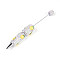 Resin & Polymer Clay Pave Rhinestone Ball-Point Pen, Iron Beadable Pen, for DIY Personalized Pen with Jewelry Beads, Lemon, 147.5~151x15~20mm