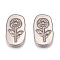 Tarnish Resistant 304 Stainless Steel Cabochons, Round Corner Rectangle with Flower, Stainless Steel Color, 18x10x2mm