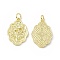 Rack Plating Brass Pendants, Long-Lasting Plated, Lead Free & Cadmium Free, with Jump Ring, Flower Charm, Real 18K Gold Plated, 21x14.5x2mm, Hole: 3mm