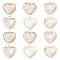 12Pcs Brass Pave White Shell Heart Charms, Light Gold, 14x14.5x3mm, Hole: 1.5mm