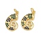 Brass Micro Pave Cubic Zirconia Pendants, Conch Shape, with Jump Ring, Long-Lasting Plated, Cadmium Free & Lead Free, Rack Plating, Golden, Green, 18x12x3mm, Hole: 3mm
