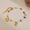Stainless Steel Charm Bracelets, Natural Gemstone Beads Link Bracelets for Women, Shell Shape, Real 18K Gold Plated, 6-7/8 inch(17.5cm)