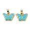 Rack Plating Brass Pendants, with Resin Imitation Opal & Glitter, Long-Lasting Plated, Lead Free & Cadmium Free, Butterfly, Deep Sky Blue, 11.5x15.5x5mm, Hole: 4x2.5mm