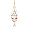 Glass Round Leaf Hanging Ornaments, Lampwork Mushroom Tassel Suncatchers for Home Garden Decorations, Red, 206mm