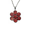 Synthetic Watermelon Stone Glass Flower Pendant Necklaces, 21.65 inch(55cm)