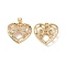 Brass Cubic Zirconia Pendants, Cadmium Free & Lead Free, Heart with Bowknot Charms, Real 18K Gold Plated, 23.5x24.5x5mm, Hole: 3.5x5mm