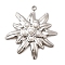 304 Stainless Steel Pendants, Flower Charm, with ABS Plastic Imitation Pearl, Stainless Steel Color, 40x37.5x6mm, Hole: 2.5mm