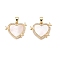Brass Micro Pave Clear Cubic Zirconia Pendants, Cadmium Free & Lead Free, with Shell, Heart Charms, Real 18K Gold Plated, 19x22.5x4mm, Hole: 6x3mm