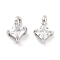 Brass with Cubic Zirconia Pendants, Cadmium Free & Nickel Free & Lead Free, Rhombus, Platinum, 7x5x3.3~3.8mm, Hole: 1mm