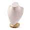 Bust Shaped Microfiber & Wood Jewelry Necklace & Earrings Display Stands, White, 10.5x16.3x25cm