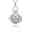 Silver Color Plated Brass Hollow Round Cage Pendants, with No Hole Spray Painted Brass Round Ball Beads, Silver, 35x25x21mm, Hole: 3x8mm