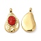 Rhinestones Pendant, with Real 18K Gold Plated 201 Stainless Steel Findings, Twist Teardrop Charms, Siam, 22x13x3.5mm, Hole: 1.4mm