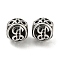 304 Stainless Steel Beads Rhinestone Settings, Large Hole Beads, Round, Letter J, 9.5x8.5x9.5mm, Hole: 4mm, Fit for 0.8mm Rhinestone.