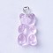 Resin Pendants, with Metal Findings, Bear, Platinum, Lilac, 21~22x10.5~11.5x6~7mm