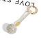 PU Leather & Rhinestone Keychain for Women, Round, Crystal AB, 14x3.5cm