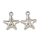 Non-Tarnish 304 Stainless Steel Pendants, Starfish Charm, Stainless Steel Color, 16x13.5x3mm, Hole: 2mm