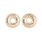 Brass Textured Linking Rings, Cadmium Free & Nickel Free & Lead Free, Ring Shape, Real 18K Gold Plated, 14x1mm, Inner Diameter: 4.5mm