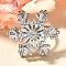 Snowflake Rotatable Brooches for Women, Brass Micro Pave Clear Cubic Zirconia Fidget Spinner Brooches, Platinum, 30x26.5mm