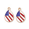 American Flag Style Alloy Enamel Pendants, Light Gold, Teardrop Charm, Colorful, 18.5x11x1.5mm, Hole: 2mm