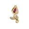 Brass Pave Cubic Zirconia Tulip Flower Connector Charms, Real 18K Gold Plated, Rack Plating, Long-Lasting Plated, Cadmium Free & Lead Free, Deep Pink, 21.5x9x4.5mm, Hole: 1.4mm
