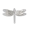 304 Stainless Steel Crystal Rhinestone 3D Insect Connector Charms, Etched Metal Embellishments, Stainless Steel Color, Dragonfly, 65x99x10mm, Hole: 3mm