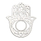 201 Stainless Steel Laser Cut Connector Charms, Hamsa Hand Links, Etched Metal Embellishments, Non-Tarnish, Stainless Steel Color, 97x83x0.3mm, Hole: 2mm