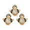 Rack Plating Brass Micro Pave Clear & Black Cubic Zirconia Penguin Connector Charms, Long-Lasting Plated, Lead Free & Cadmium Free, Real 18K Gold Plated, 16.5x17x5mm, Hole: 1.2mm