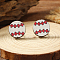 White Wooden Stud Earrings, Platinum, Baseball