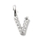 925 Sterling Silver with Cubic Zirconia Charms, Letter, Letter V, 10x5x1.5mm, Hole: 2.5x1.5mm