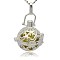 Silver Color Plated Brass Hollow Round Cage Pendants, with No Hole Spray Painted Brass Round Ball Beads, Dark Khaki, 35x25x21mm, Hole: 3x8mm
