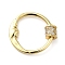 Rack Plating Brass Micro Pave Clear Cubic Zirconia Screw Carabiner Lock Charms, for Necklaces Making, Quick Links, Lead Free & Cadmium Free, Long-Lasting Plated, Flat Round, Real 18K Gold Plated, 20x21.5x5mm