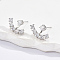 201 Stainless Steel Stud Earrings, with Cubic Zirconia, for Women, Stainless Steel Color, 16x23mm