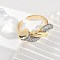 Brass Micro Pave Clear Cubic Zirconia Cuff Rings for Women, Cadmium Free & Lead Free, with Clear Cubic Zirconia, Real 18K Gold Plated, 17.5mm, Adjustable
