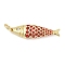 Brass with Cubic Zirconia Pendants, Fish Charms, Cadmium Free & Lead Free, Long-Lasting Plated, Rack Plating, with Jump Ring, FireBrick, 25.5x7x4mm, Hole: 3mm