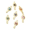 Brass with Enamel Pendants, Real 18K Gold Plated, Long-Lasting Plated, Lead Free & Cadmium Free, Eye with Key Charm, Mixed Color, 14.5x6.5x3.5mm, Hole: 1mm