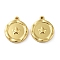 304 Stainless Steel Pendants, Flat Round Charm, Real 18K Gold Plated, Star, 18x15x2.5mm, Hole: 1.5mm